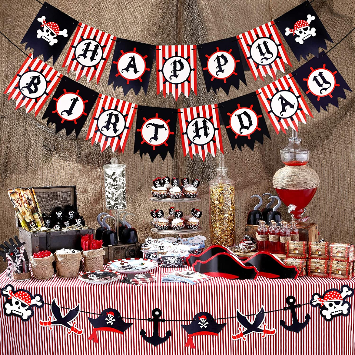 Party Decoration - Happy Birthday Banner - Pirate Theme Set B
