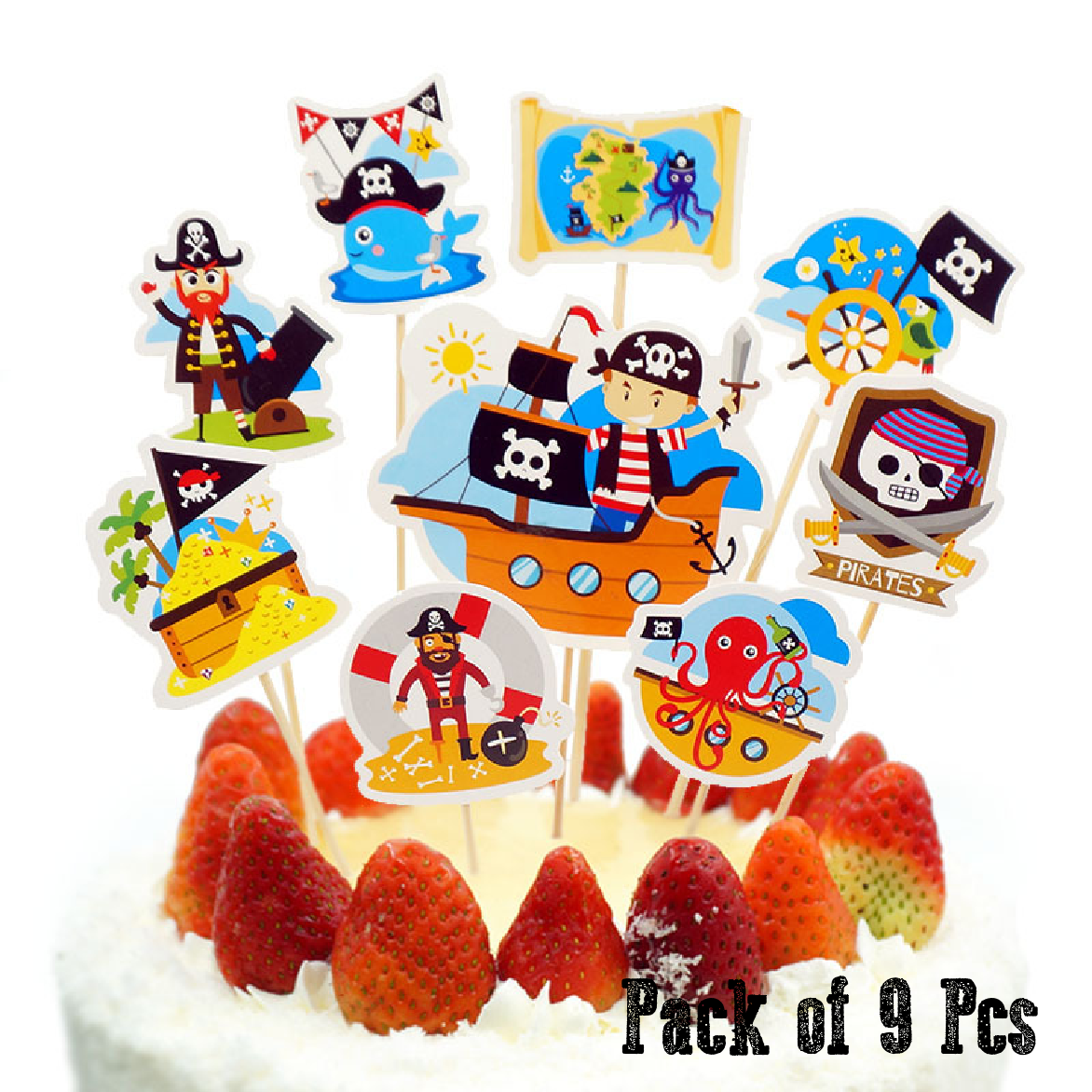 Cupcake Toppers, Cake Decoration - Pirate Ultimate 9pcs