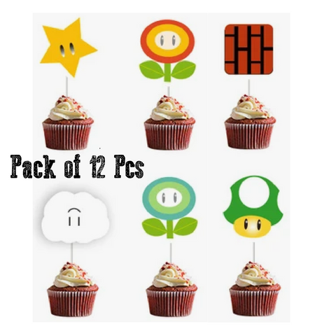 Cupcake Toppers, Cake Decoration - Super Mario Ultimate 12pcs