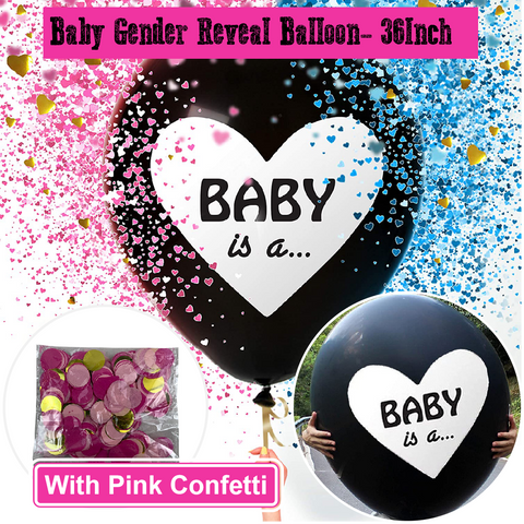 Party Decoration Balloon - Baby Gender Reveal Balloon - Pink Confetti