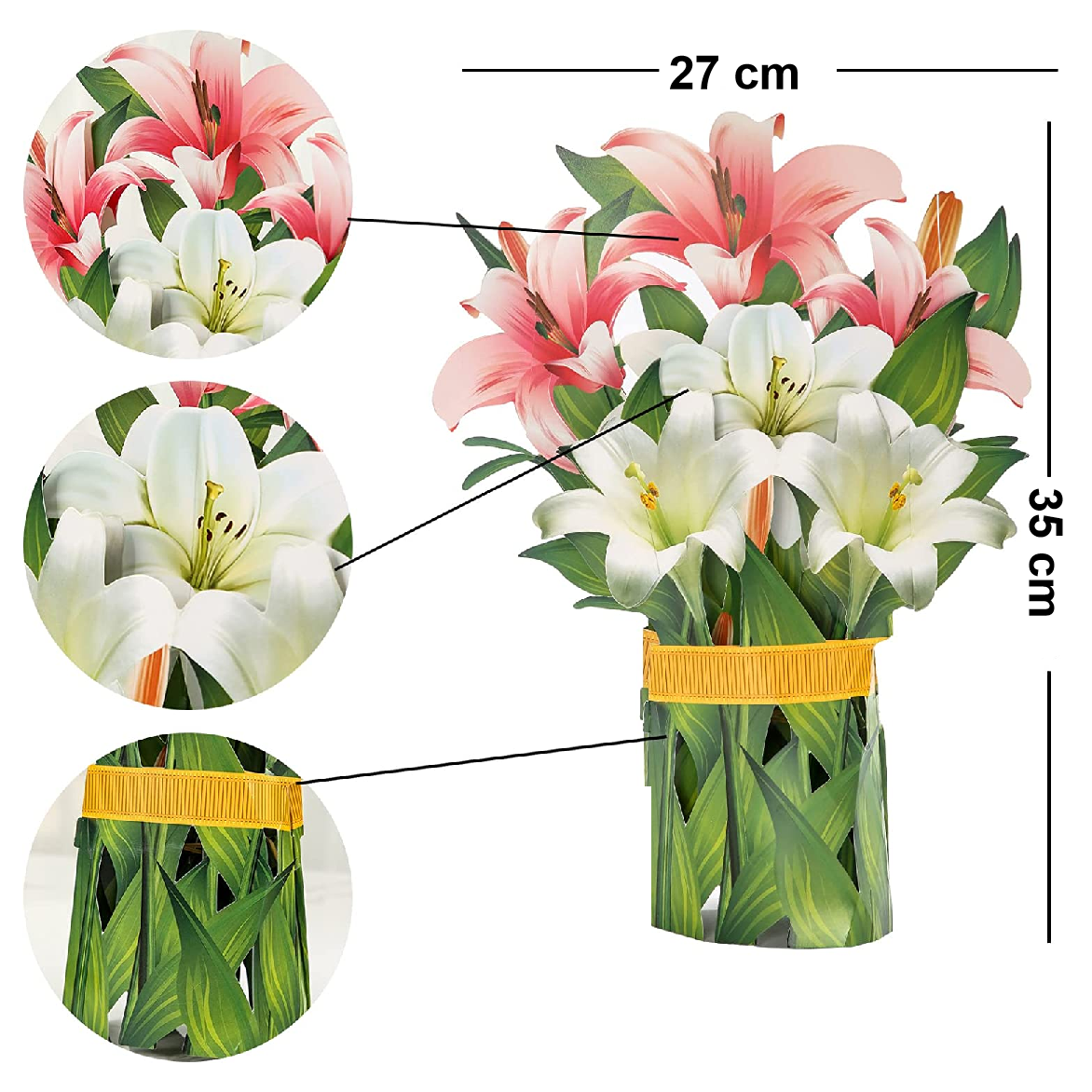 Flower Bouquet Pop Up Cards - 3D Greeting Card - Lily