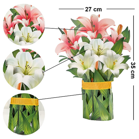 Flower Bouquet Pop Up Cards - 3D Greeting Card - Lily