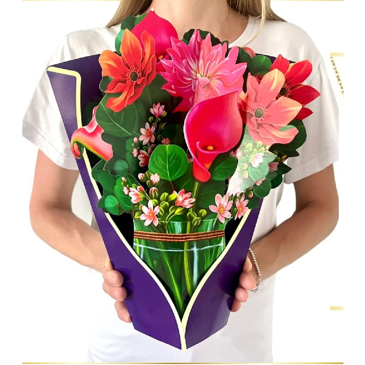 Flower Bouquet Pop Up Cards - 3D Greeting Card - Dahlia