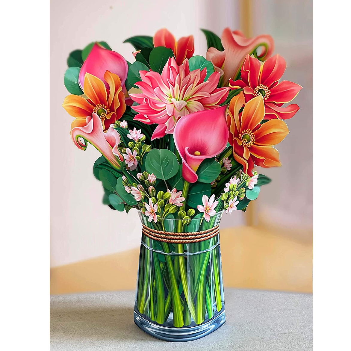 Flower Bouquet Pop Up Cards - 3D Greeting Card - Dahlia