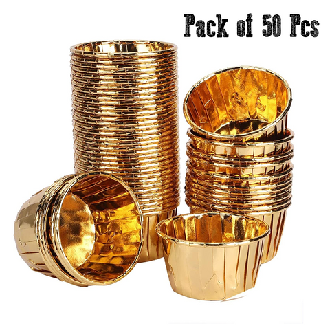 Cupcake Cups Aluminum Foil Gold Coloured - Set of 50