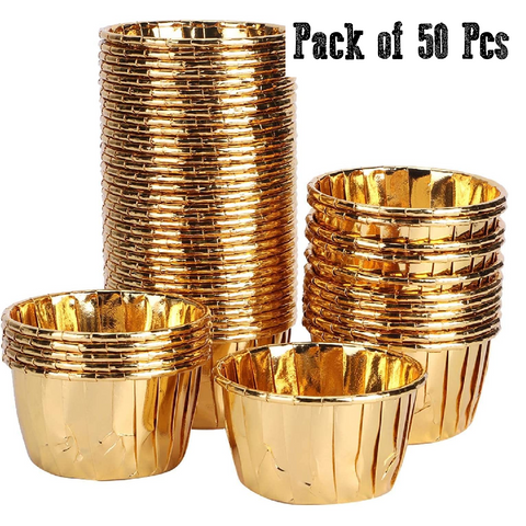Cupcake Cups Aluminum Foil Gold Coloured - Set of 50