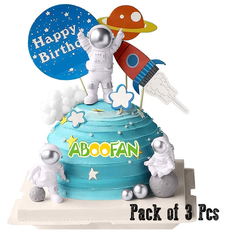 Cake Decoration, Cupcake Topper-  Astronauts 3PCs -silver - Rampant Coffee Company