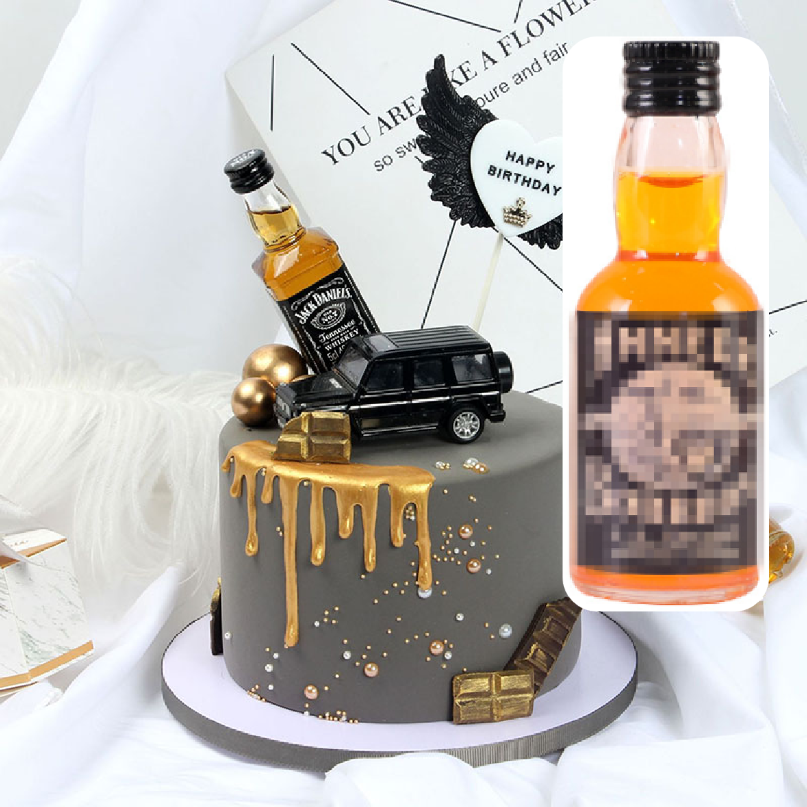 Cake Decoration, Cake Topper - Mini Liquor Alcohol Decoration Bottle - 5
