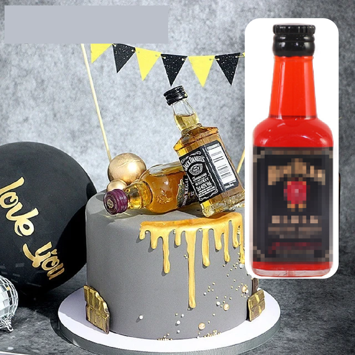 Cake Decoration, Cake Topper - Mini Liquor Alcohol Decoration Bottle - 6