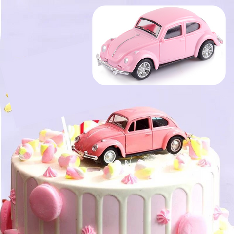 Cake Topper, Cake Decorations- VW 'Beetle' Car - pink - Rampant Coffee Company