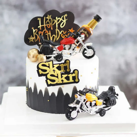 Cake Topper, Cake Decorations -  Classic 'Chopper' motorcycle -yellow - Rampant Coffee Company