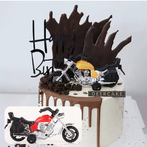 Cake Topper, Cake Decorations -  Classic 'Chopper' motorcycle  - red - Rampant Coffee Company