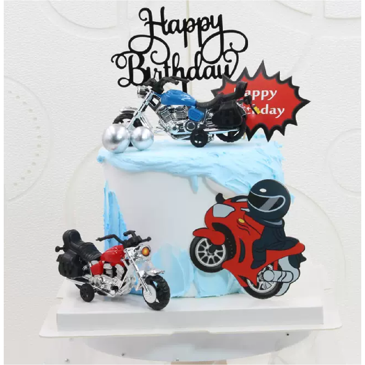 Cake Topper, Cake Decorations -  Classic 'Chopper' motorcycle  - red - Rampant Coffee Company