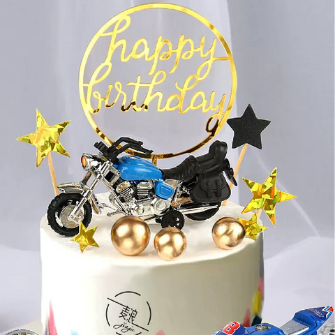 Cake Topper, Cake Decorations -  Classic 'Chopper' motorcycle - blue - Rampant Coffee Company