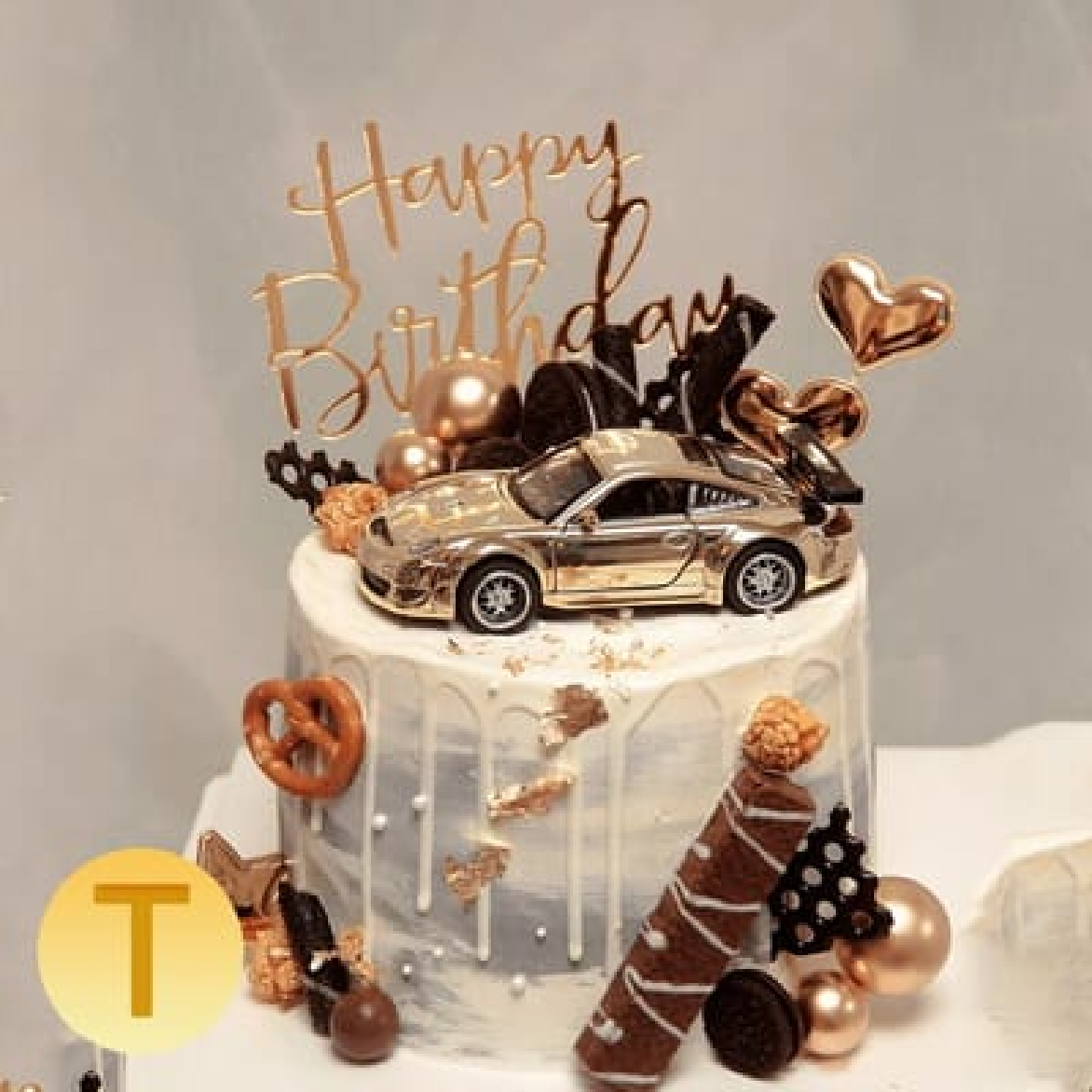 Cake Topper, Cake Decorations - Porsche 911 - gold - Rampant Coffee Company