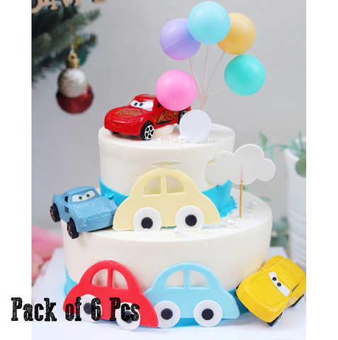 Cake Topper, Cake Decorations - Cartoon Cars - Set of 6