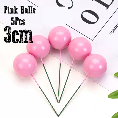 Cake Decoration Topper - 3 cm Pearl Balls - Pink, pack of 5 - Rampant Coffee Company