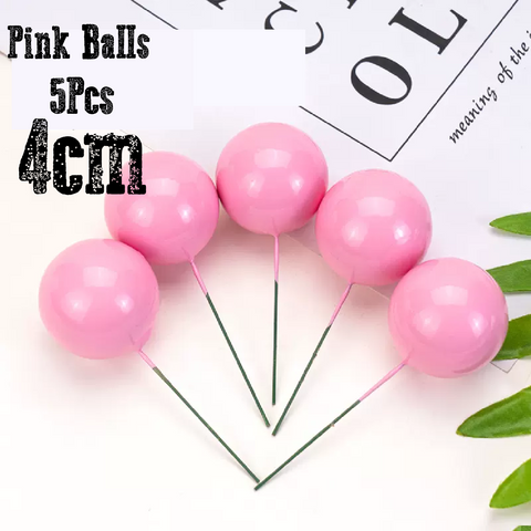 Cake Decoration Topper - 4 cm Pearl Balls - Pink, pack of 5 - Rampant Coffee Company