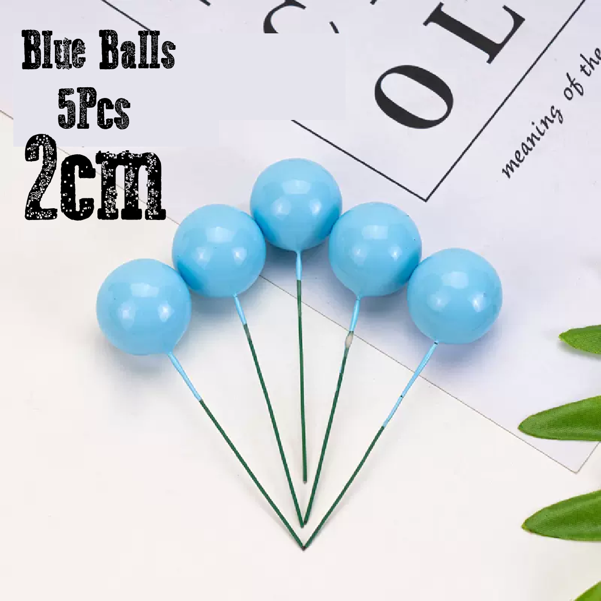 Cake Decoration Topper - 2 cm Pearl Balls -Blue, pack of 5 - Rampant Coffee Company