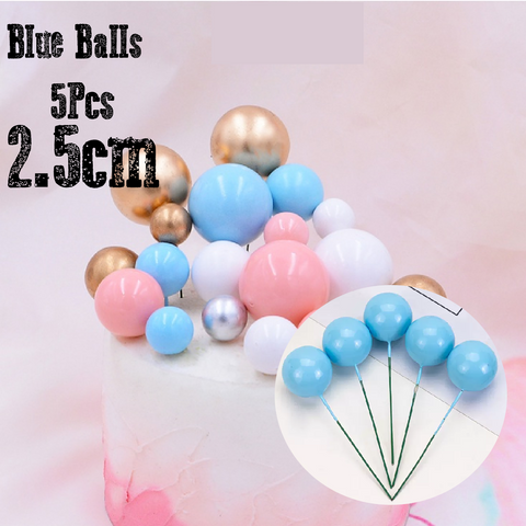Cake Decoration Topper - 2.5 cm Pearl Balls -Blue, pack of 5 - Rampant Coffee Company