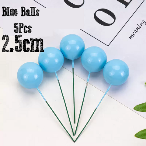 Cake Decoration Topper - 2.5 cm Pearl Balls -Blue, pack of 5 - Rampant Coffee Company
