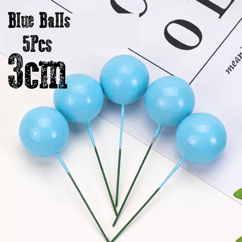 Cake Decoration Topper - 3 cm Pearl Balls -Blue, pack of 5 - Rampant Coffee Company
