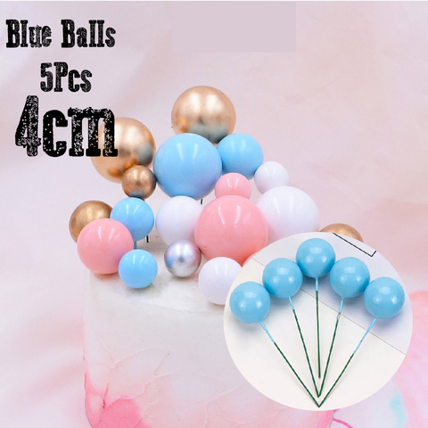Cake Decoration Topper - 4 cm Pearl Balls -Blue, pack of 5 - Rampant Coffee Company