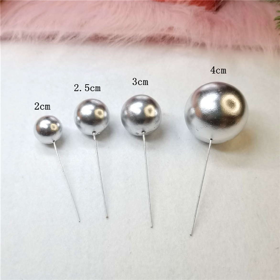 Cake Decoration Topper - 2.5 cm Pearl Balls- Silver,  pack of 5 - Rampant Coffee Company