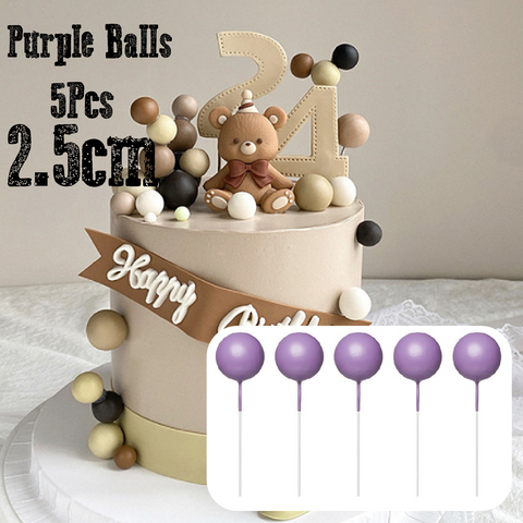 Cake Decoration Topper - 2.5 cm Pearl Balls - Purple - Pack of 5