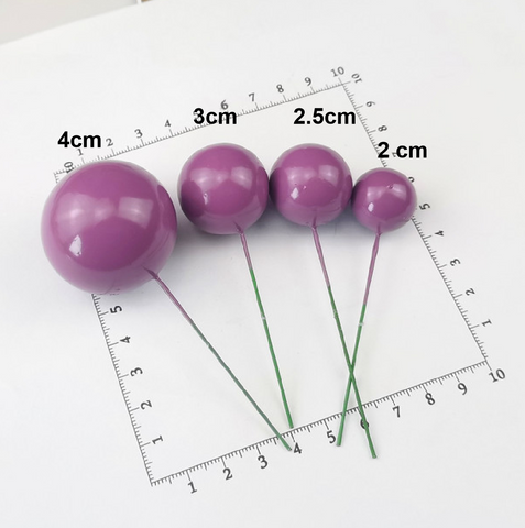Cake Decoration Topper - 3 cm Pearl Balls - Purple - Pack of 5