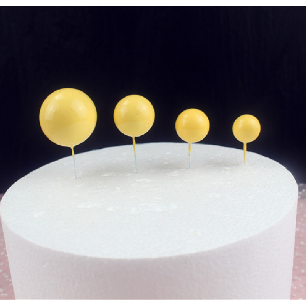 Cake Decoration Topper - 4cm Pearl Balls - Yellow,  pack of 5 - Rampant Coffee Company