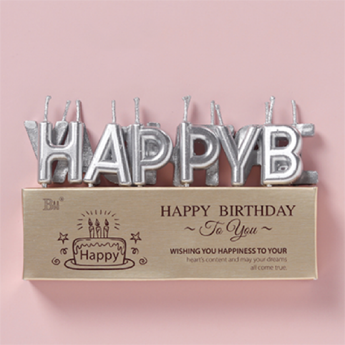 Cake Candle Cupcake Candle - 'Happy Birthday' - Silver - Rampant Coffee Company