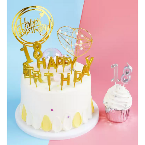 Cake Candle Cupcake Candle - 'Happy Birthday' - Gold - Rampant Coffee Company