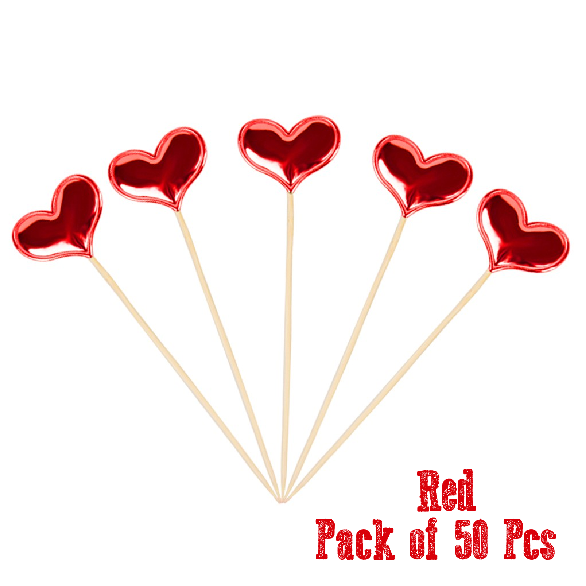 Cupcake Topper Cake Topper Decorations- Red hearts, 50 pack - Rampant Coffee Company