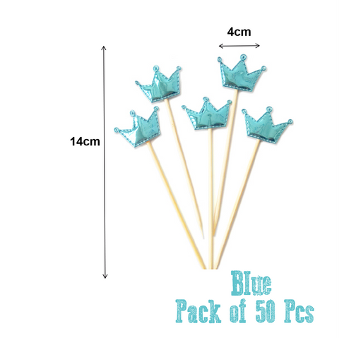 Cupcake Topper Cake Topper Decorations-  Blue crowns, 50 pack - Rampant Coffee Company