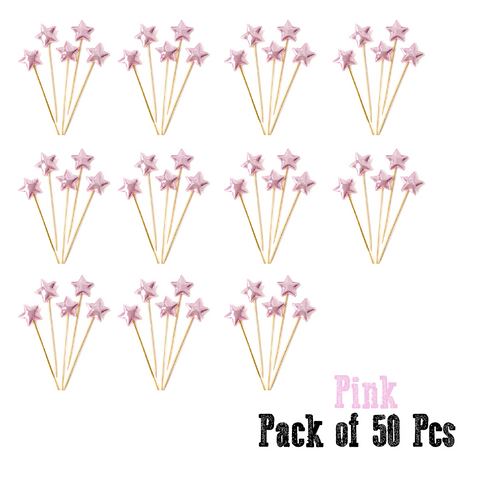 Cupcake Topper Cake Topper Decorations- Pink stars, 50 pack - Rampant Coffee Company