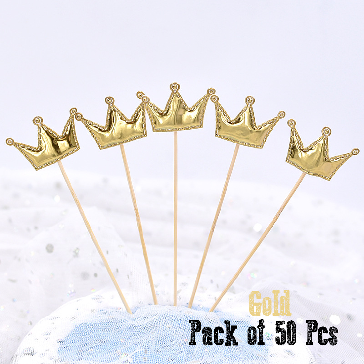 Cupcake Topper Cake Topper Decorations-  Gold crowns, 50 pack - Rampant Coffee Company