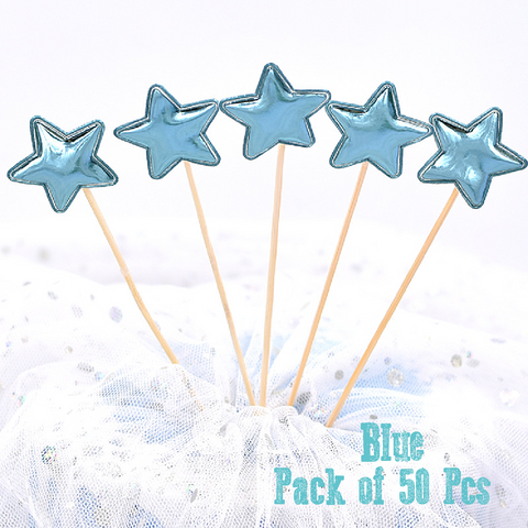 Cupcake Topper Cake Topper Decorations - Blue stars, 50 pack - Rampant Coffee Company