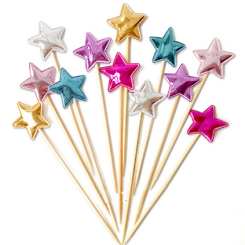 Cupcake Topper Cake Topper Decorations - Blue stars, 50 pack - Rampant Coffee Company