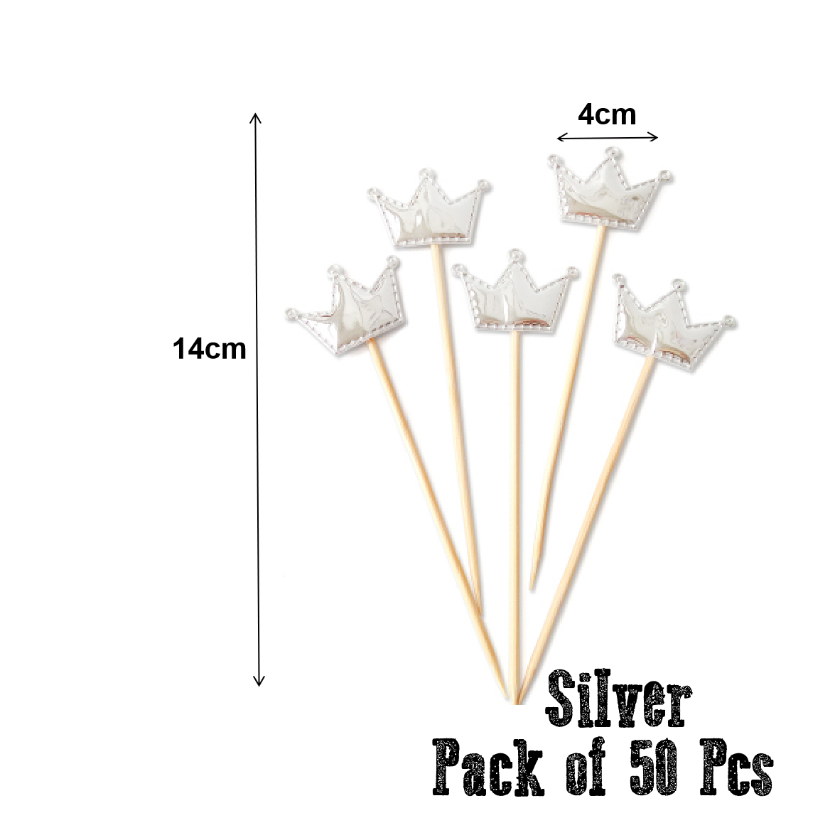 Cupcake Topper Cake Topper Decorations-  Silver crowns, 50 pack - Rampant Coffee Company