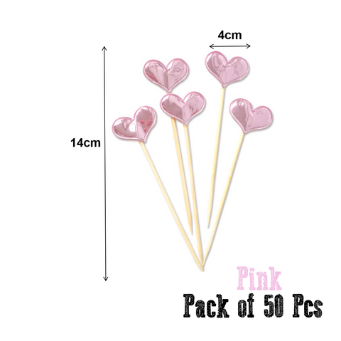 Cupcake Topper Cake Topper Decorations- Pink hearts, 50 pack - Rampant Coffee Company