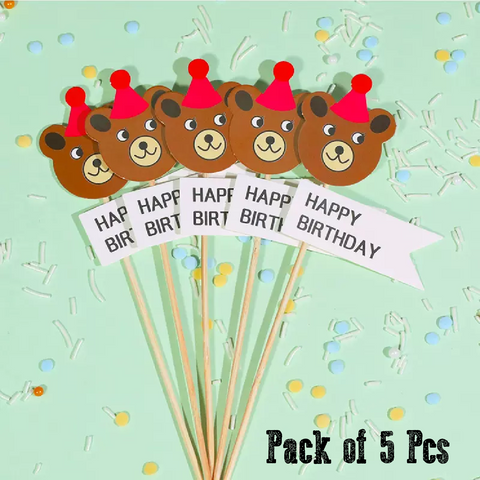 Cake Topper Cupcake Decorations- Bear with hat, 5pcs - Rampant Coffee Company