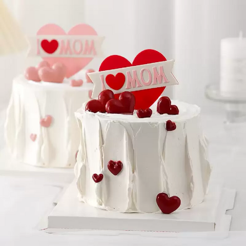 Cake Topper Cupcake Decorations - 'I Love you Mom' - red - Rampant Coffee Company