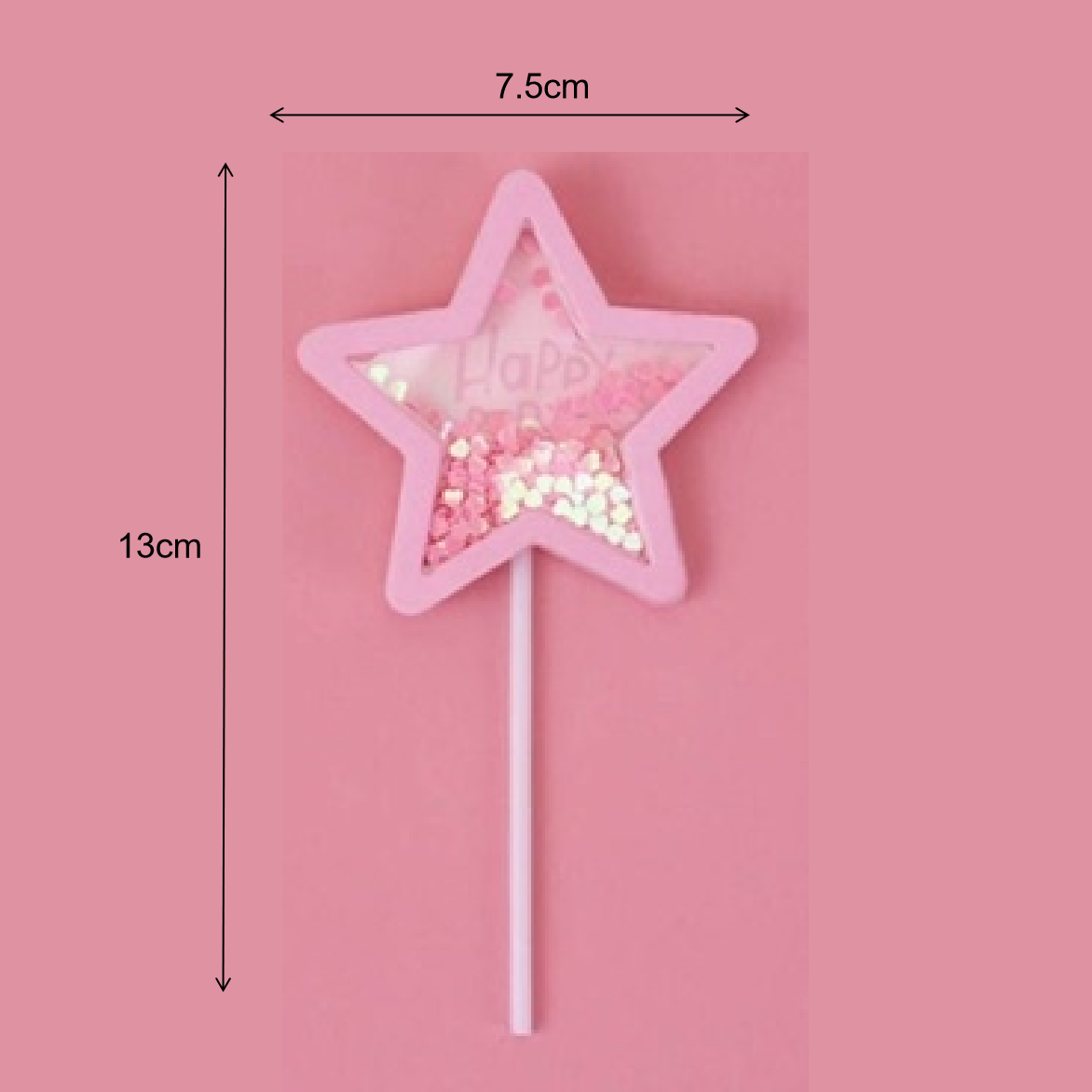 Cake Decoration, Cupcake Topper - 'Sequin Star' - Pink - Rampant Coffee Company