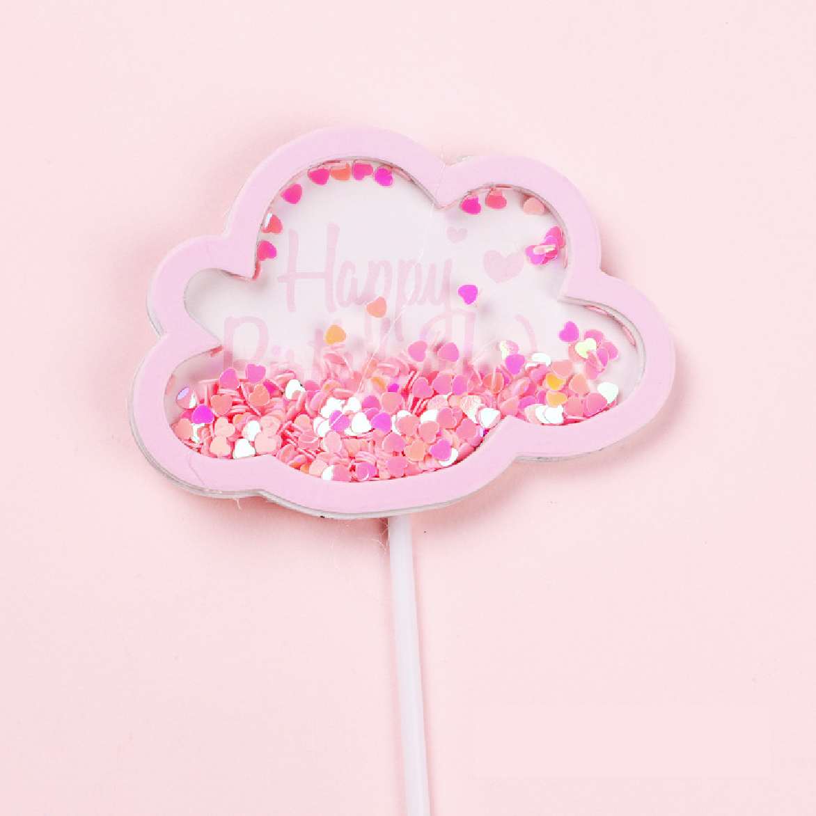 Cake Decoration, Cupcake Topper - 'Sequin Cloud' - Pink - Rampant Coffee Company