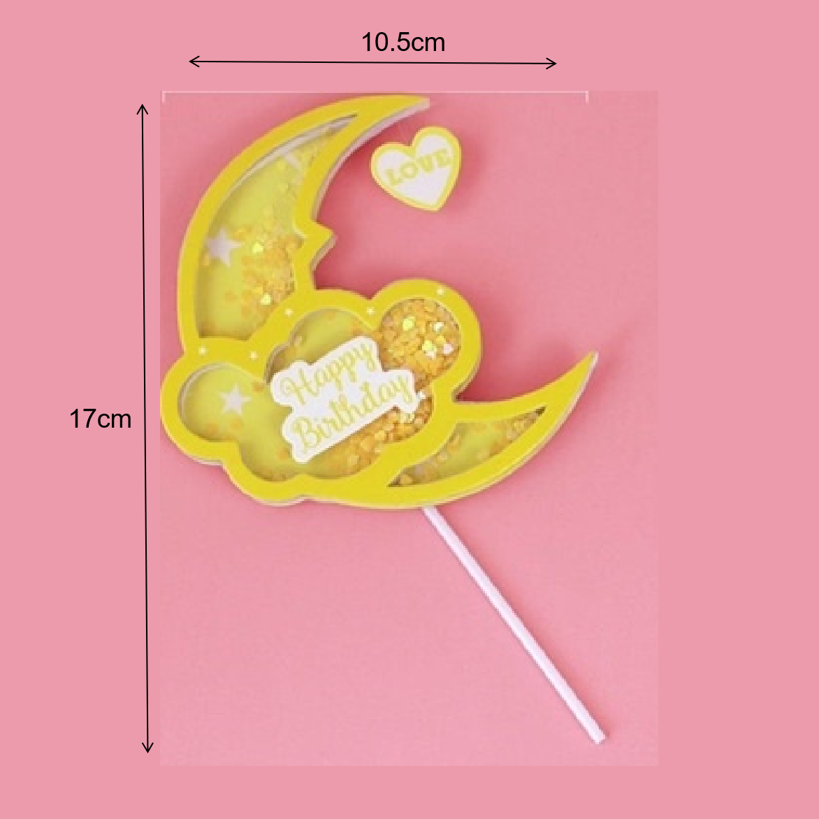 Cake Decoration Cupcake Topper - 'Sequin Moon' - Yellow - Rampant Coffee Company