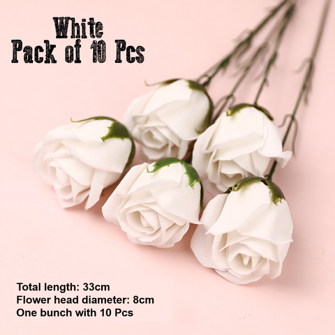 Cake Decoration Flowers - Imitation Roses, white - pack of 10 - Rampant Coffee Company