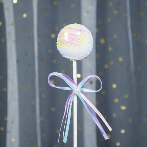 Cake Topper Cupcake Decorations- Sequin Ball - white - Rampant Coffee Company
