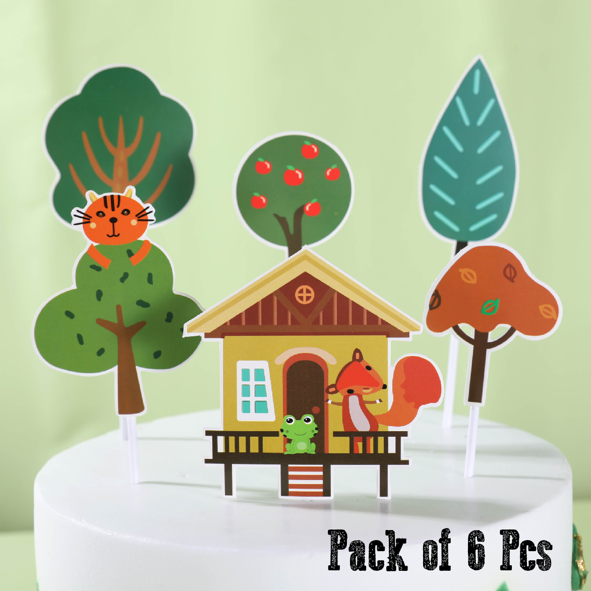 Cake Topper Cupcake Decorations  - 'Tree House' Fox scene - Rampant Coffee Company