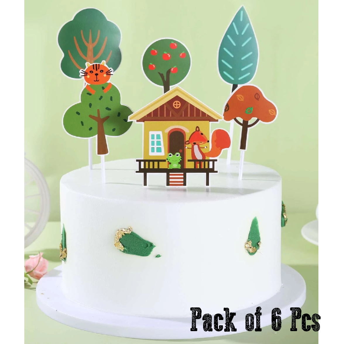 Cake Topper Cupcake Decorations  - 'Tree House' Fox scene - Rampant Coffee Company